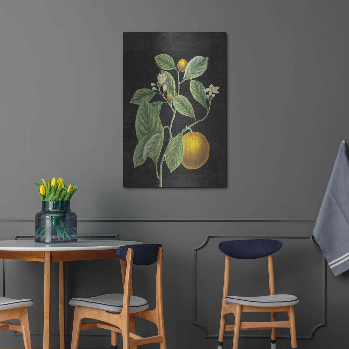 'Classic Citrus VI Black No Words' by Sue Schlabach – Metal Wall Art, 24x36 room view