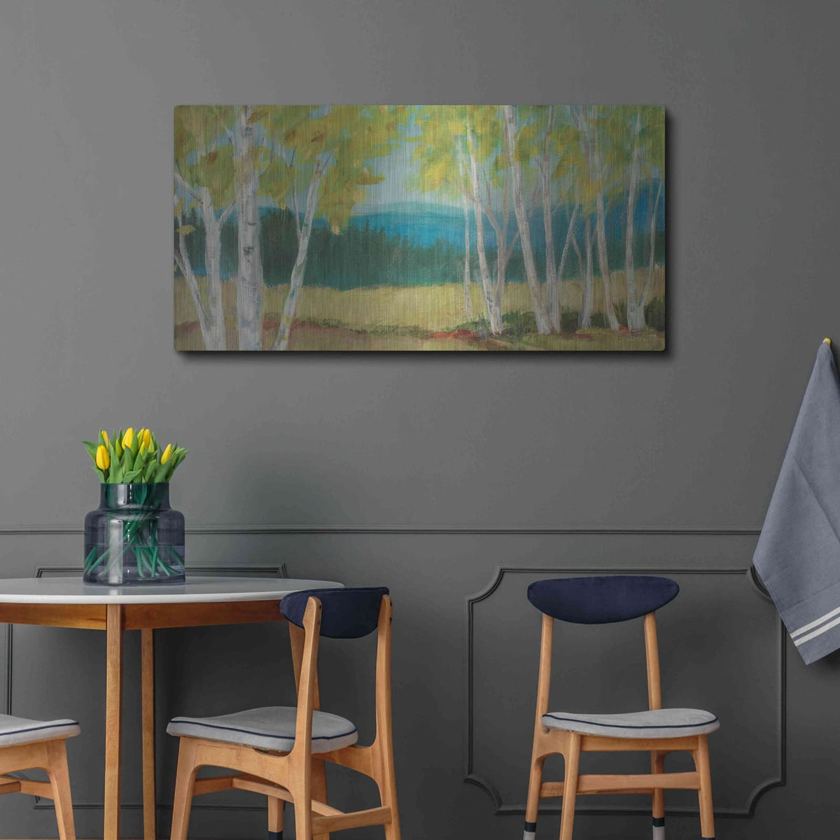 'Birch Road Crop' by Sue Schlabach – Metal Wall Art, 48x24 room view