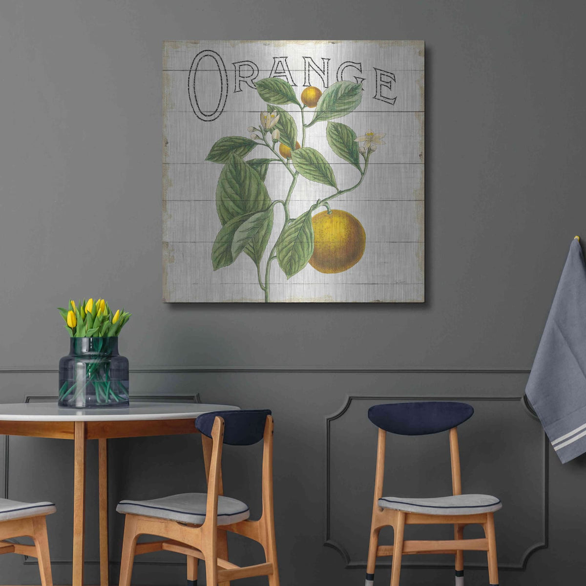 'Classic Citrus VI Shiplap Sq' by Sue Schlabach – Metal Wall Art, 36x36 room view