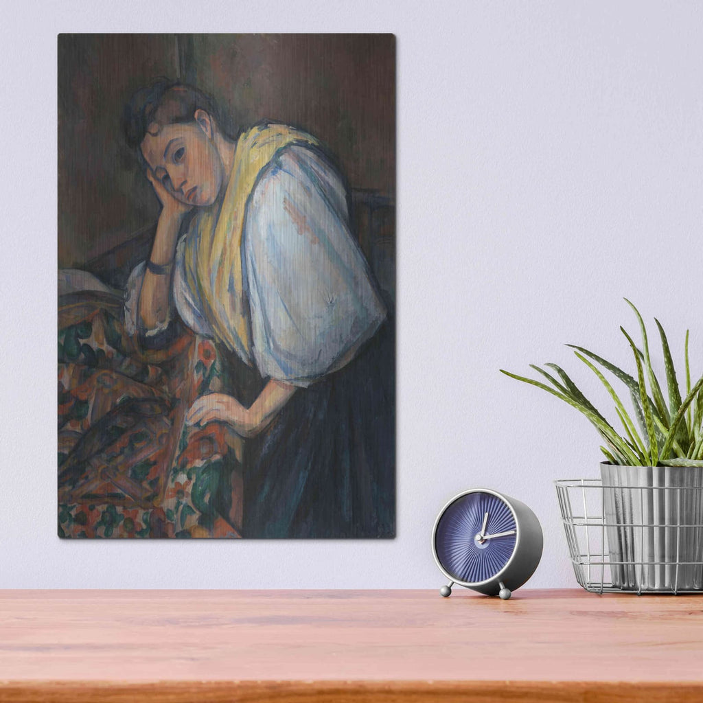 'Young Italian Woman At A Table' by Paul Cezanne – Metal Wall Art, 12x16 room view