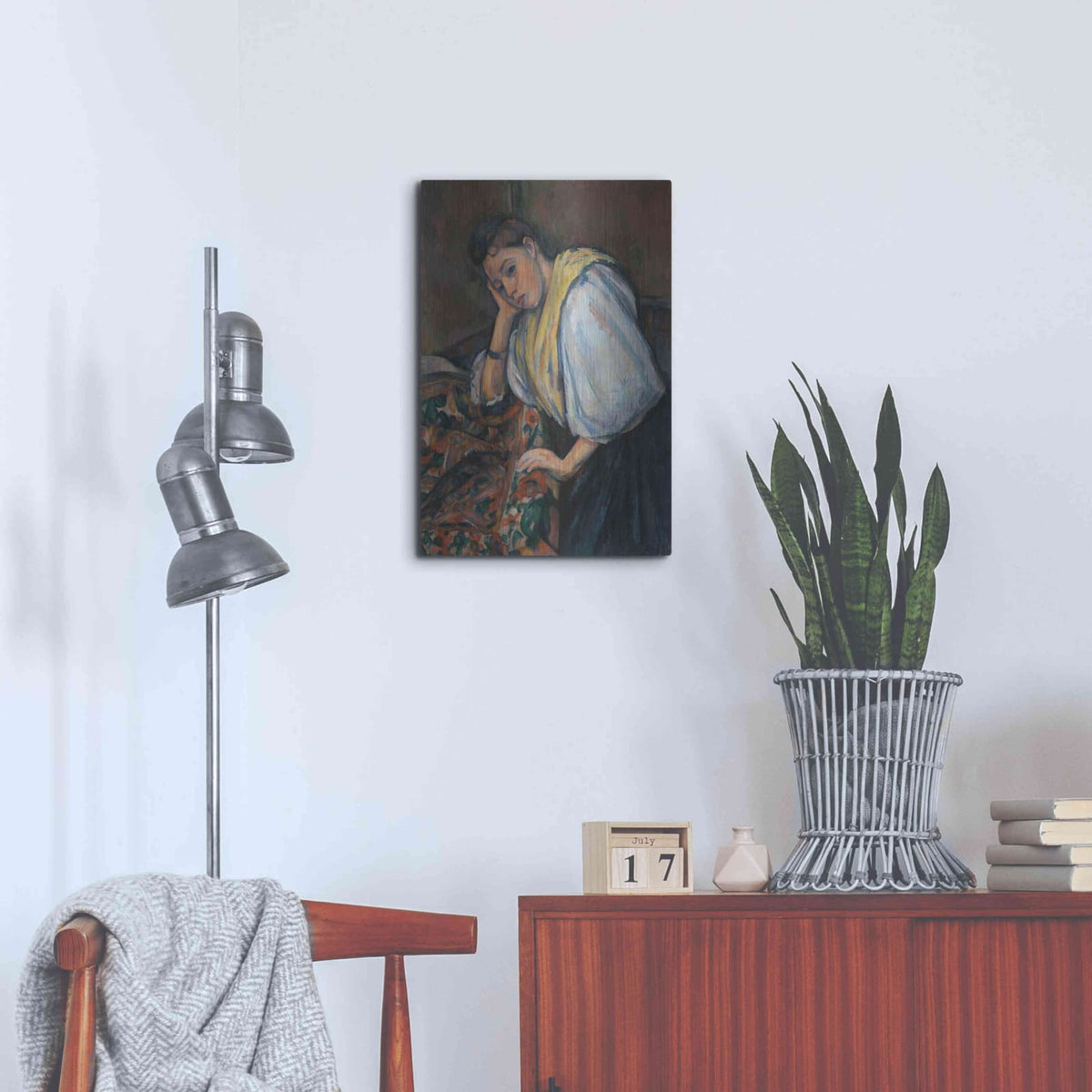 'Young Italian Woman At A Table' by Paul Cezanne – Metal Wall Art, 16x24 room view