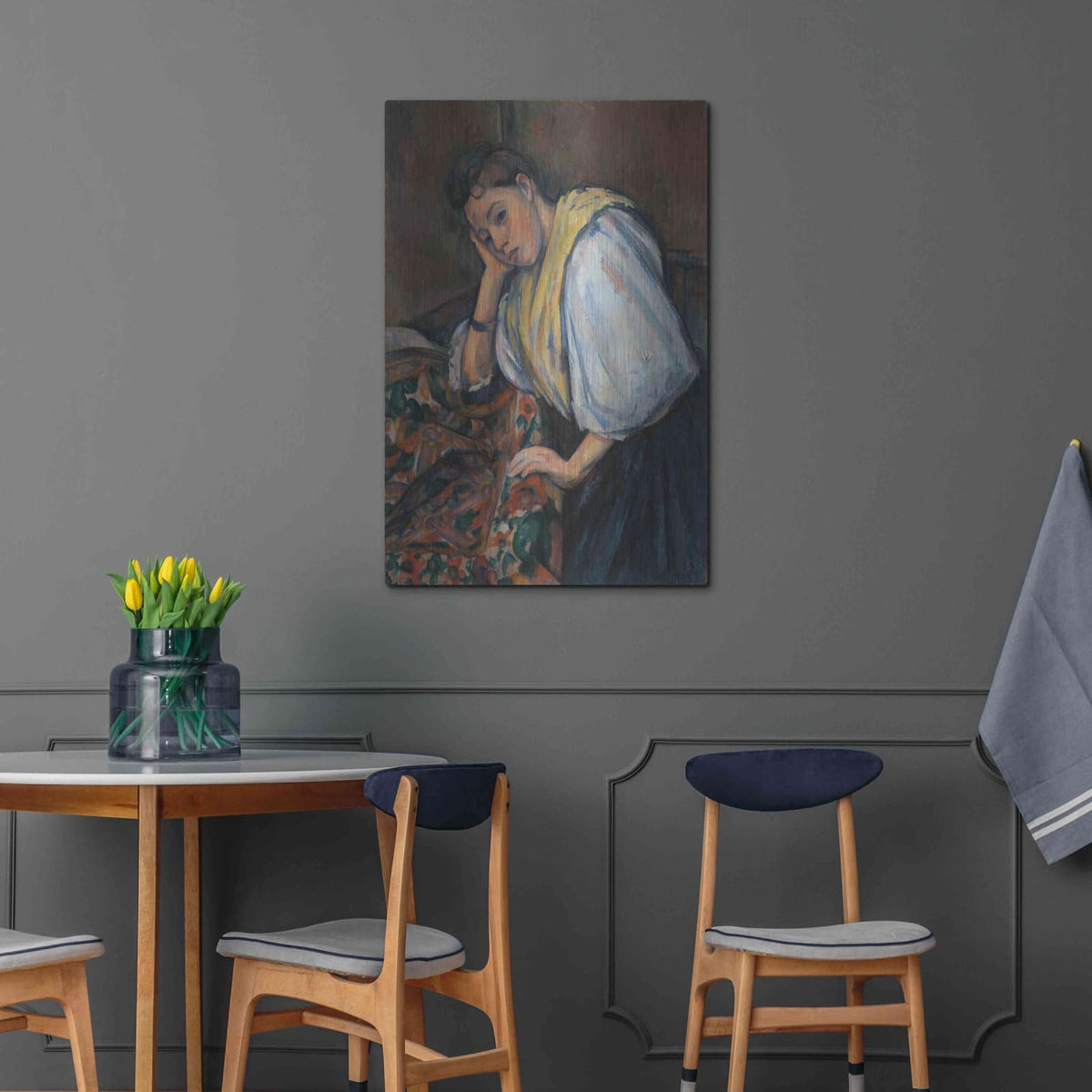'Young Italian Woman At A Table' by Paul Cezanne – Metal Wall Art, 24x36 room view
