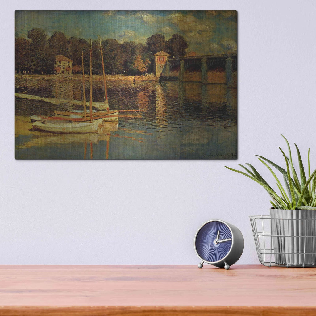 'The Argenteuil Bridge' by Claude Monet – Metal Wall Art, 16x12 room view