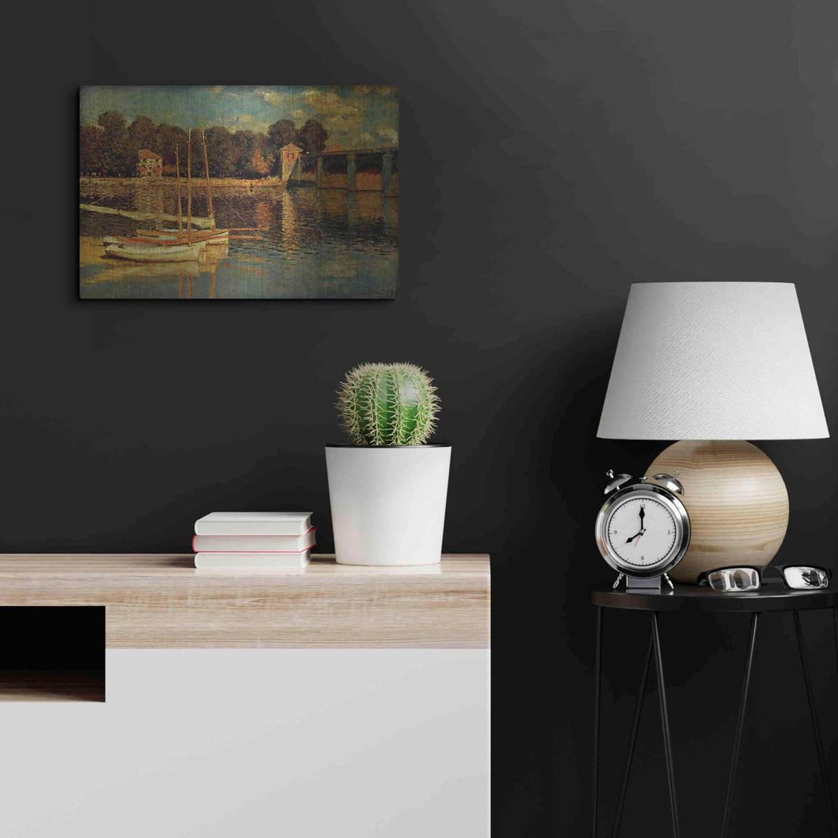 'The Argenteuil Bridge' by Claude Monet – Metal Wall Art, 24x16 room view