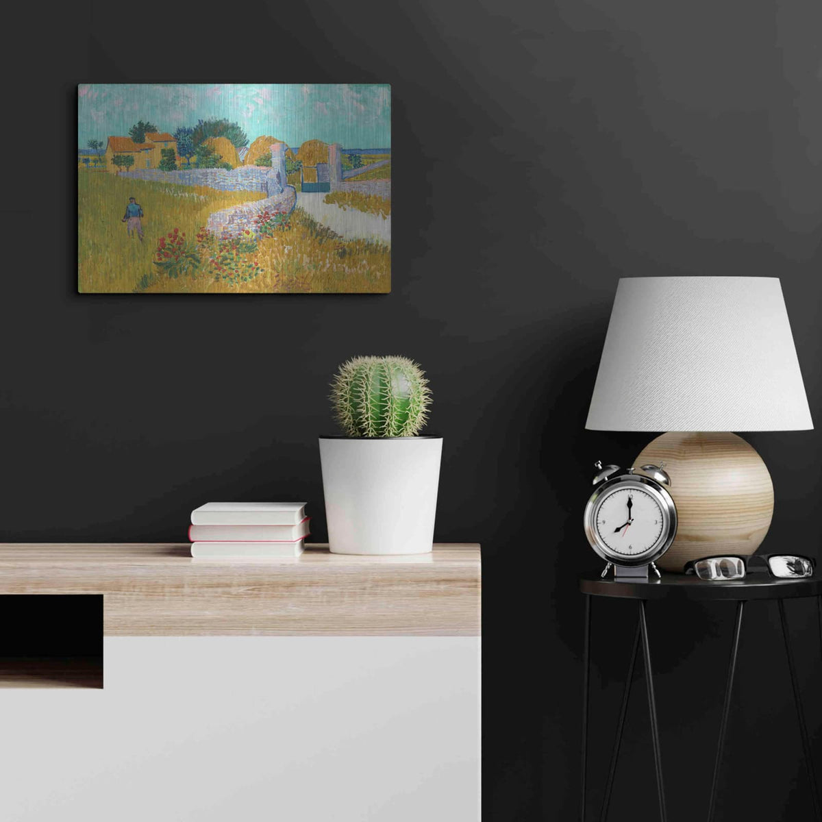 'Farmhouse in provence' by Vincent Van Gogh – Metal Wall Art, 24x16 room view