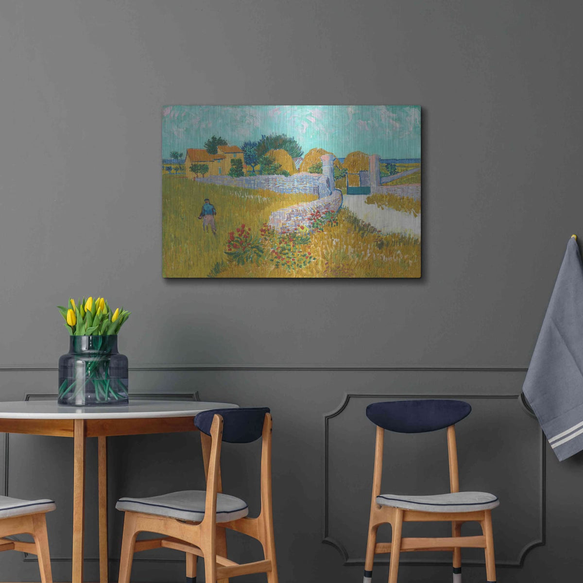 'Farmhouse in provence' by Vincent Van Gogh – Metal Wall Art, 36x24 room view