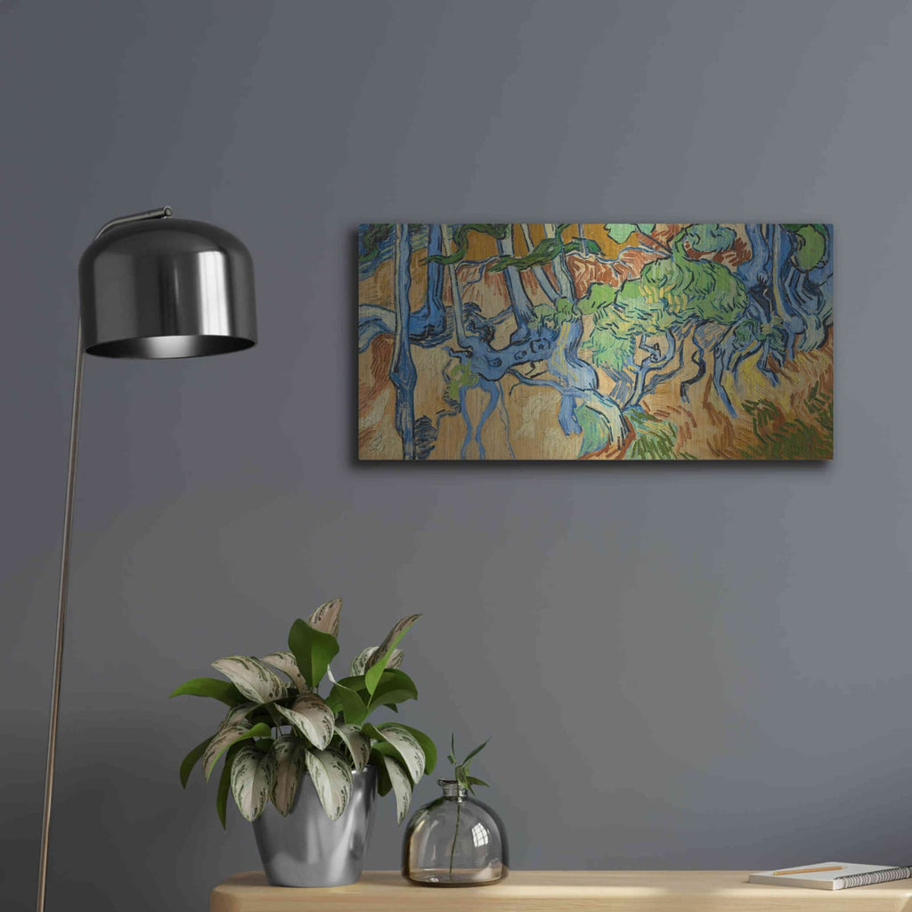 'Tree Roots' by Vincent Van Gogh – Metal Wall Art, 24x12 room view