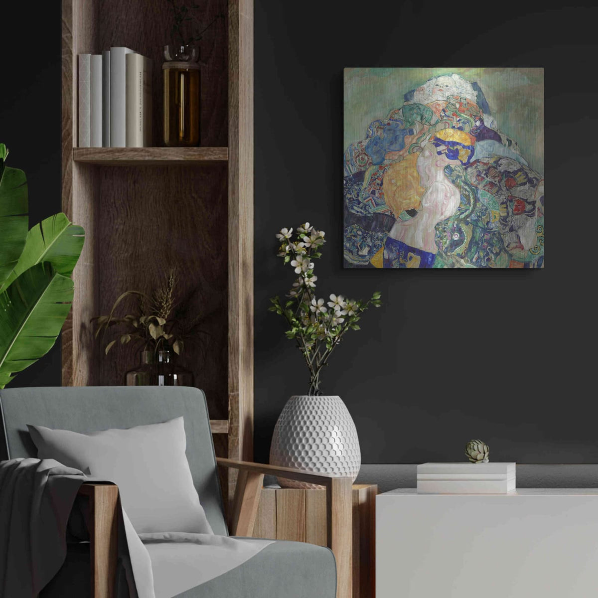 'Baby' by Gustav Klimt – Metal Wall Art, 24x24 room view
