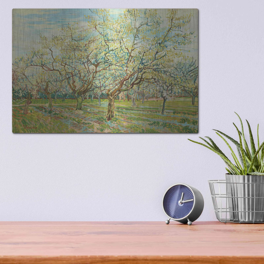'The White Orchard' by Vincent Van Gogh – Metal Wall Art, 16x12 room view