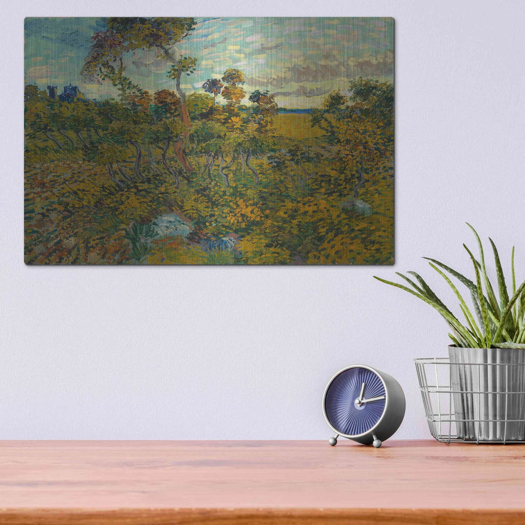 'Sunset At Montmajour 1888' by Vincent Van Gogh – Metal Wall Art, 16x12 room view
