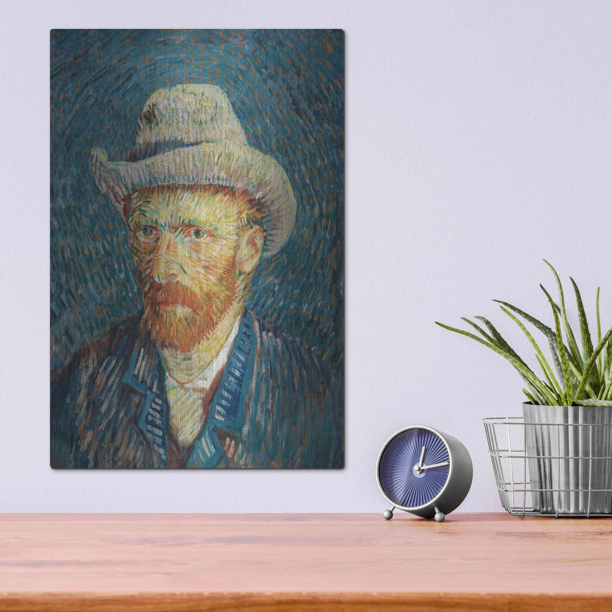 'Self-Portrait With Grey Felt Hat' by Vincent Van Gogh – Metal Wall Art, 12x16 room view