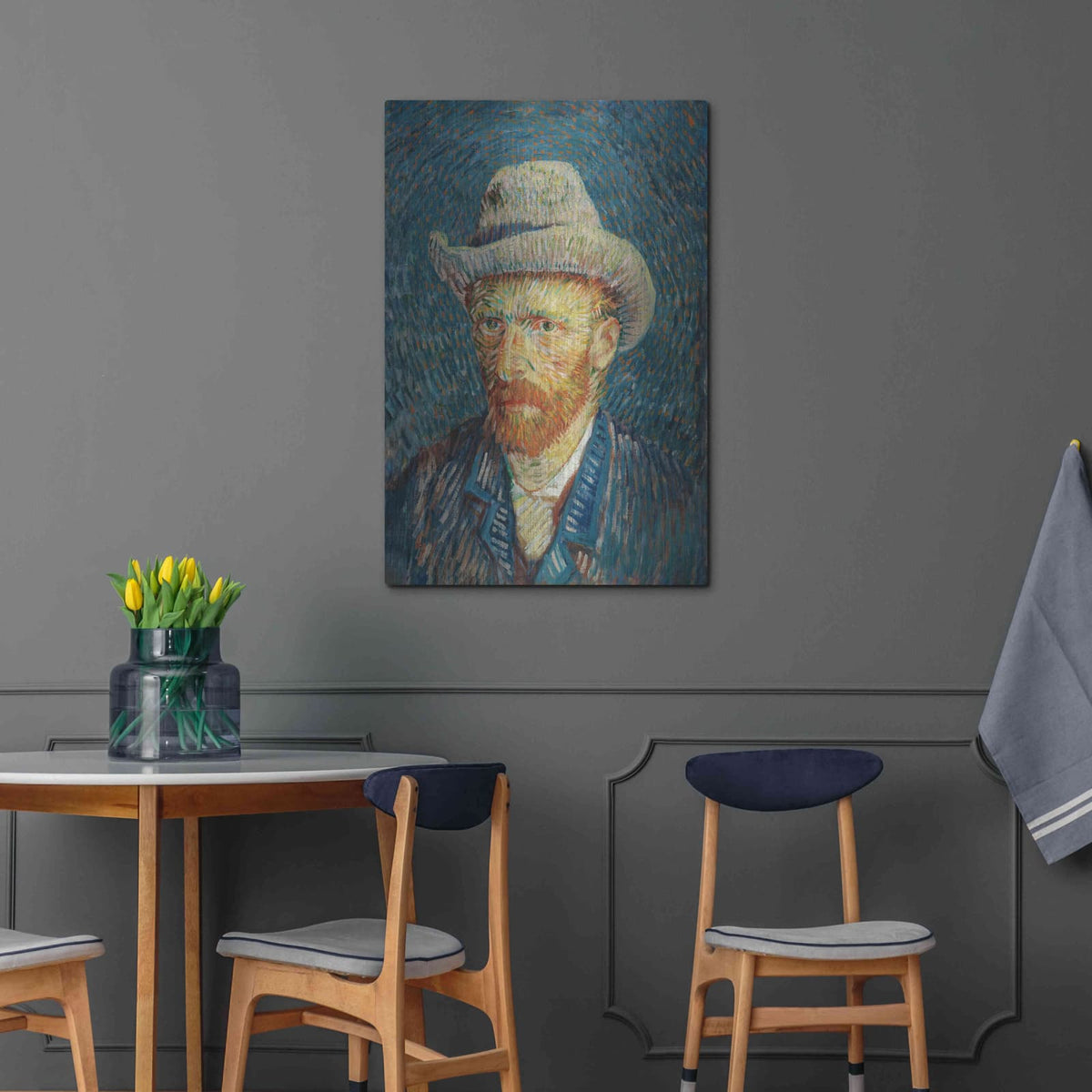 'Self-Portrait With Grey Felt Hat' by Vincent Van Gogh – Metal Wall Art, 24x36 room view