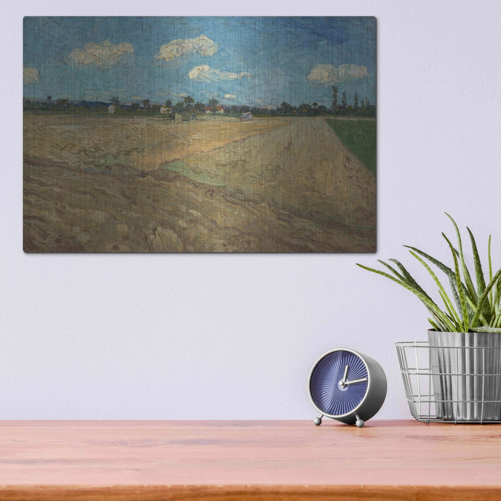 'Ploughed Fields' by Vincent Van Gogh – Metal Wall Art, 16x12 room view