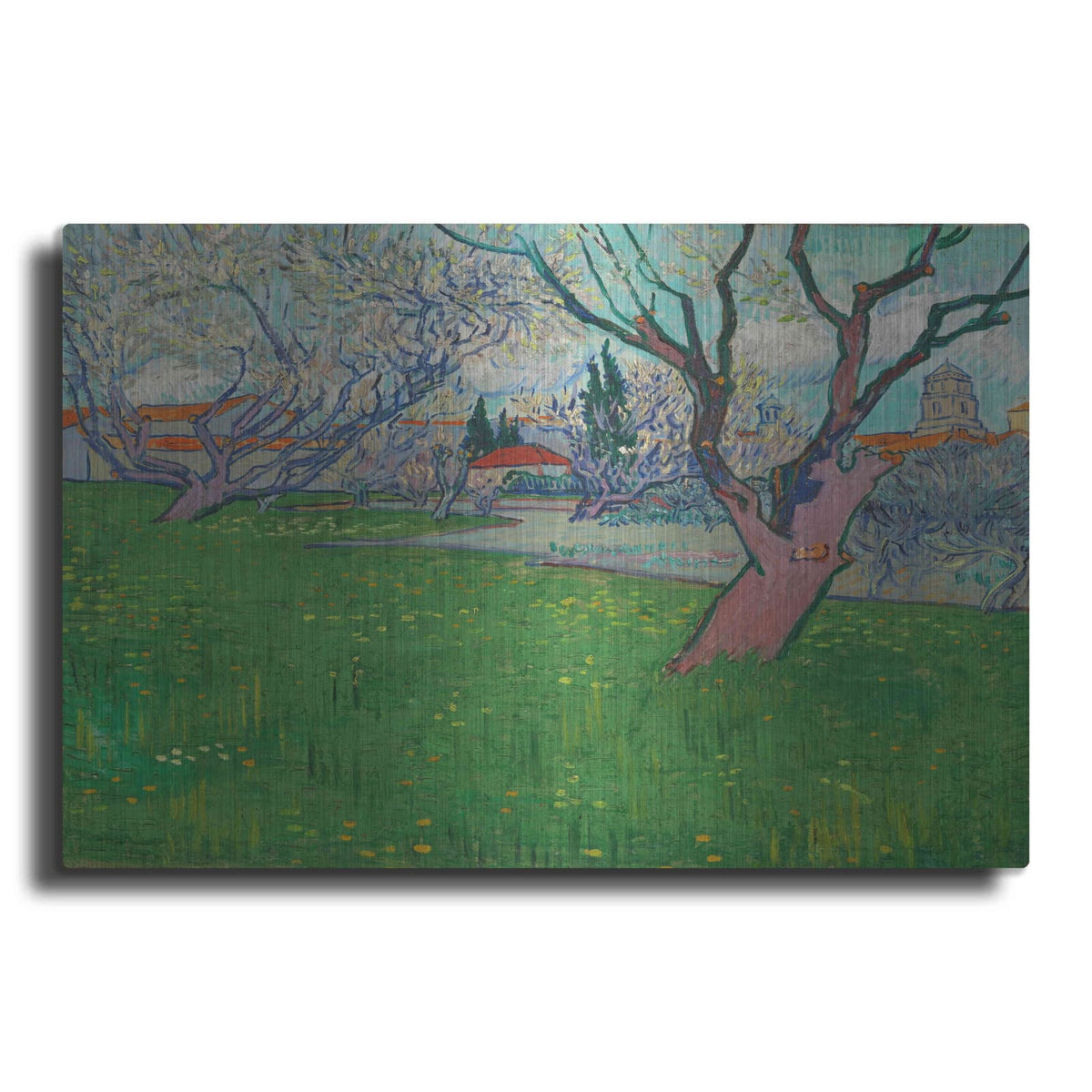 'Orchards In Blossom, View Of Arles' by Vincent Van Gogh – Metal Wall Art