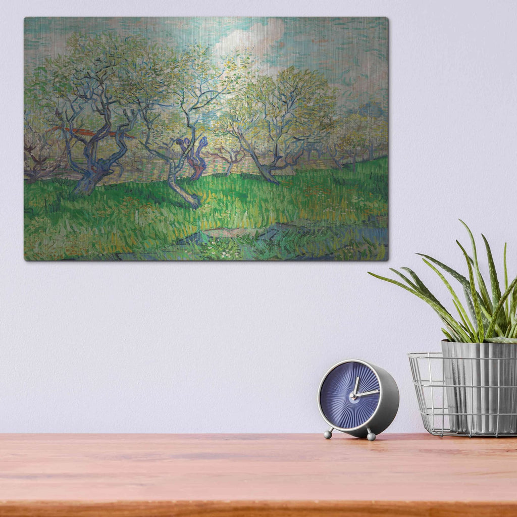 'Orchard In Blossom' by Vincent Van Gogh – Metal Wall Art, 16x12 room view