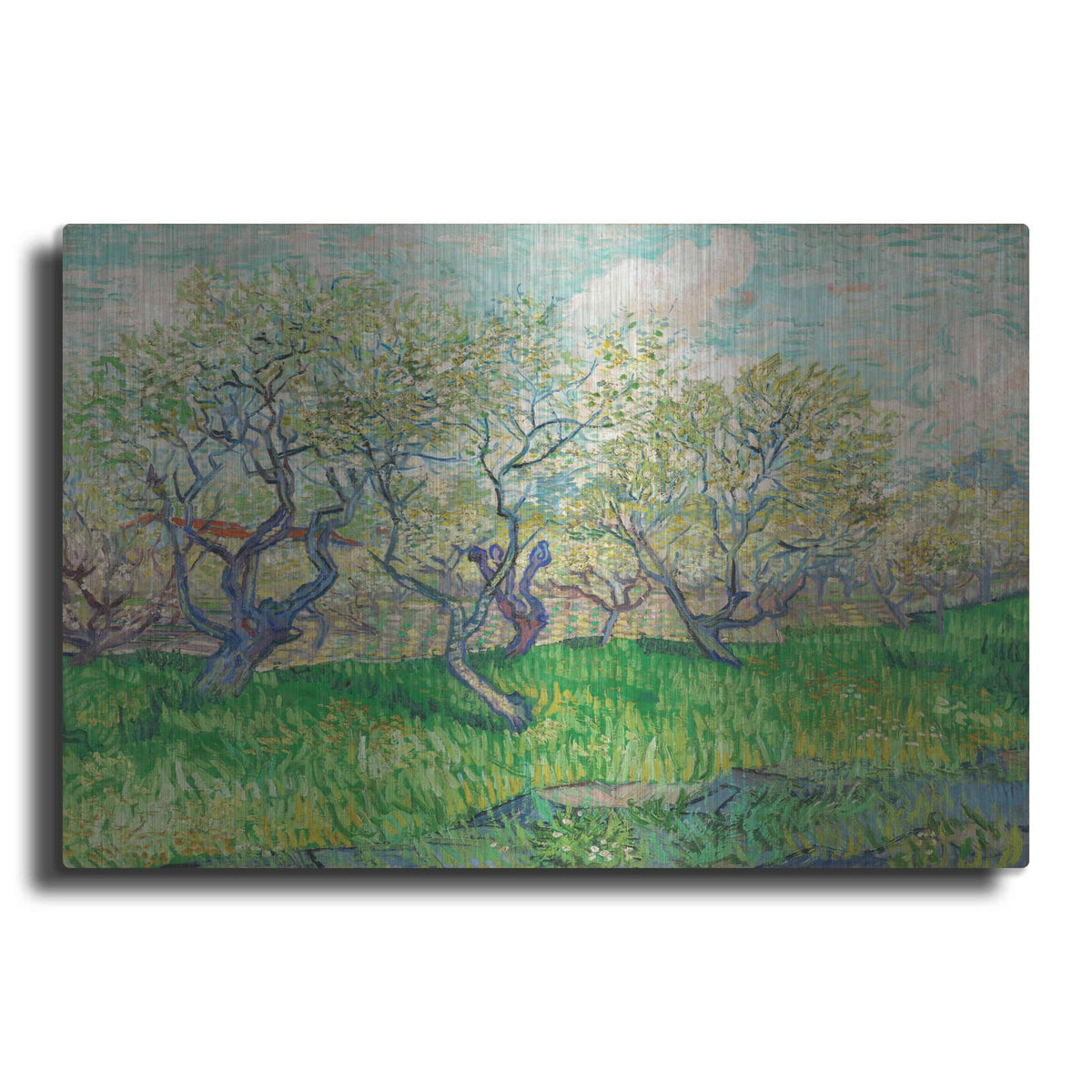 'Orchard In Blossom' by Vincent Van Gogh – Metal Wall Art