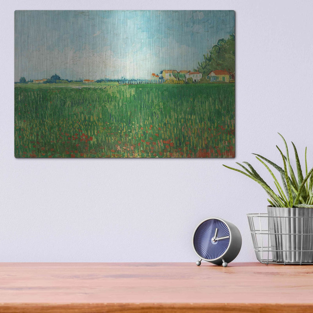 'Field With Poppies' by Vincent Van Gogh – Metal Wall Art, 16x12 room view