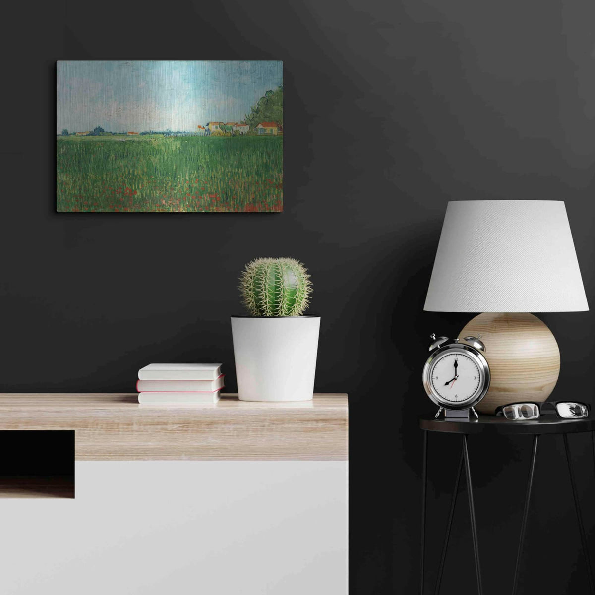'Field With Poppies' by Vincent Van Gogh – Metal Wall Art, 24x16 room view