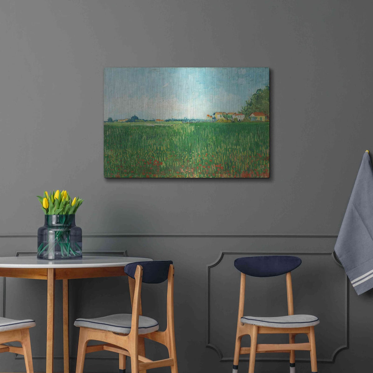 'Field With Poppies' by Vincent Van Gogh – Metal Wall Art, 36x24 room view