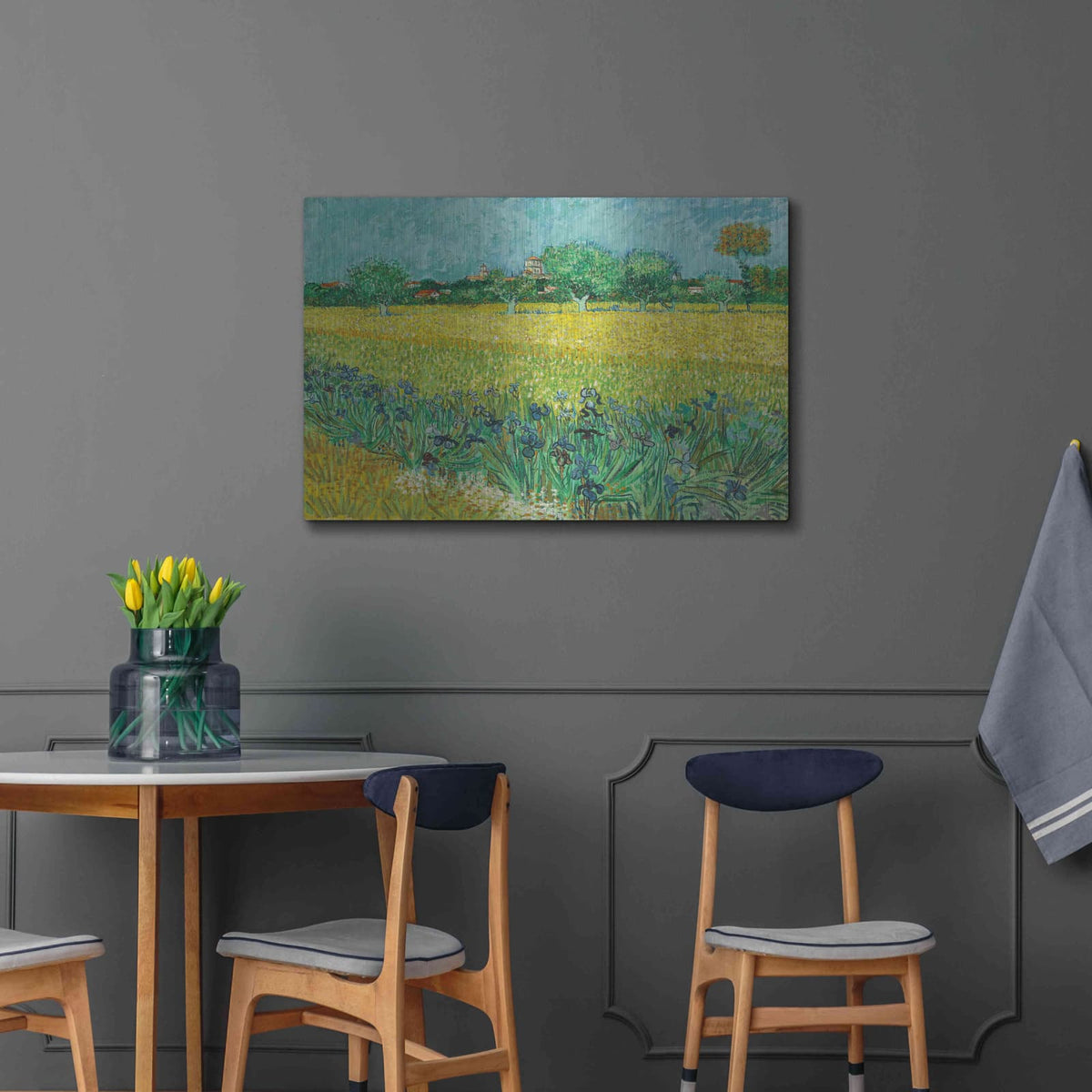 'Field With Irises Near Arles' by Vincent Van Gogh – Metal Wall Art, 36x24 room view