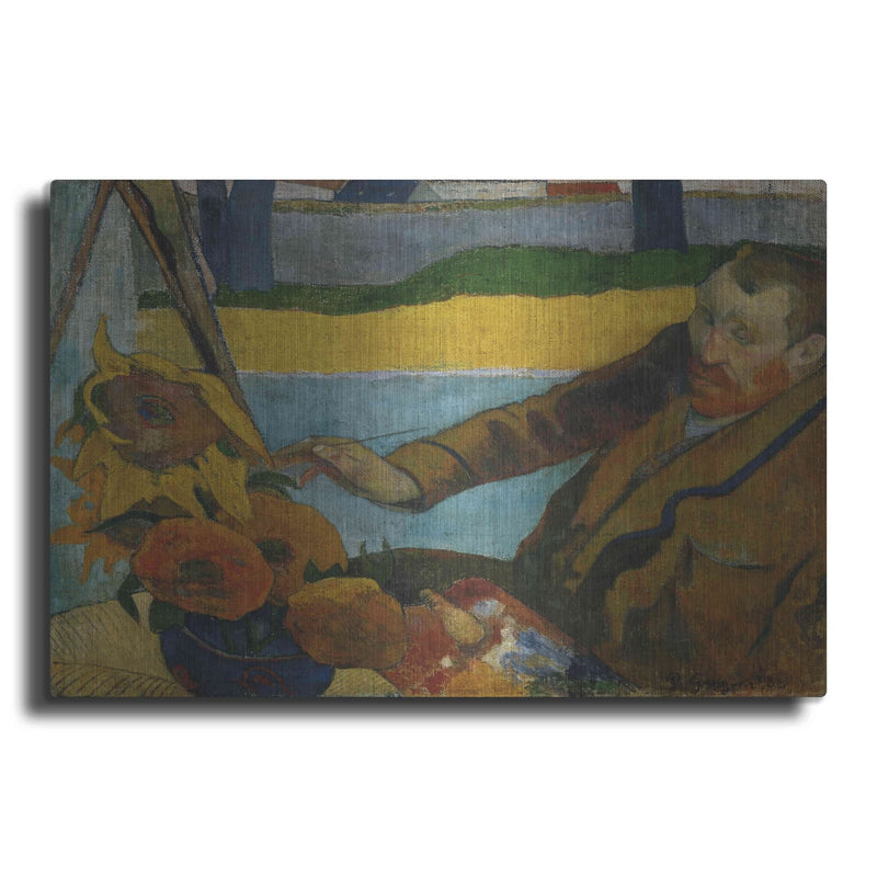 'Vincent Van Gogh Painting Sunflowers' by MASTERS – Metal Wall Art