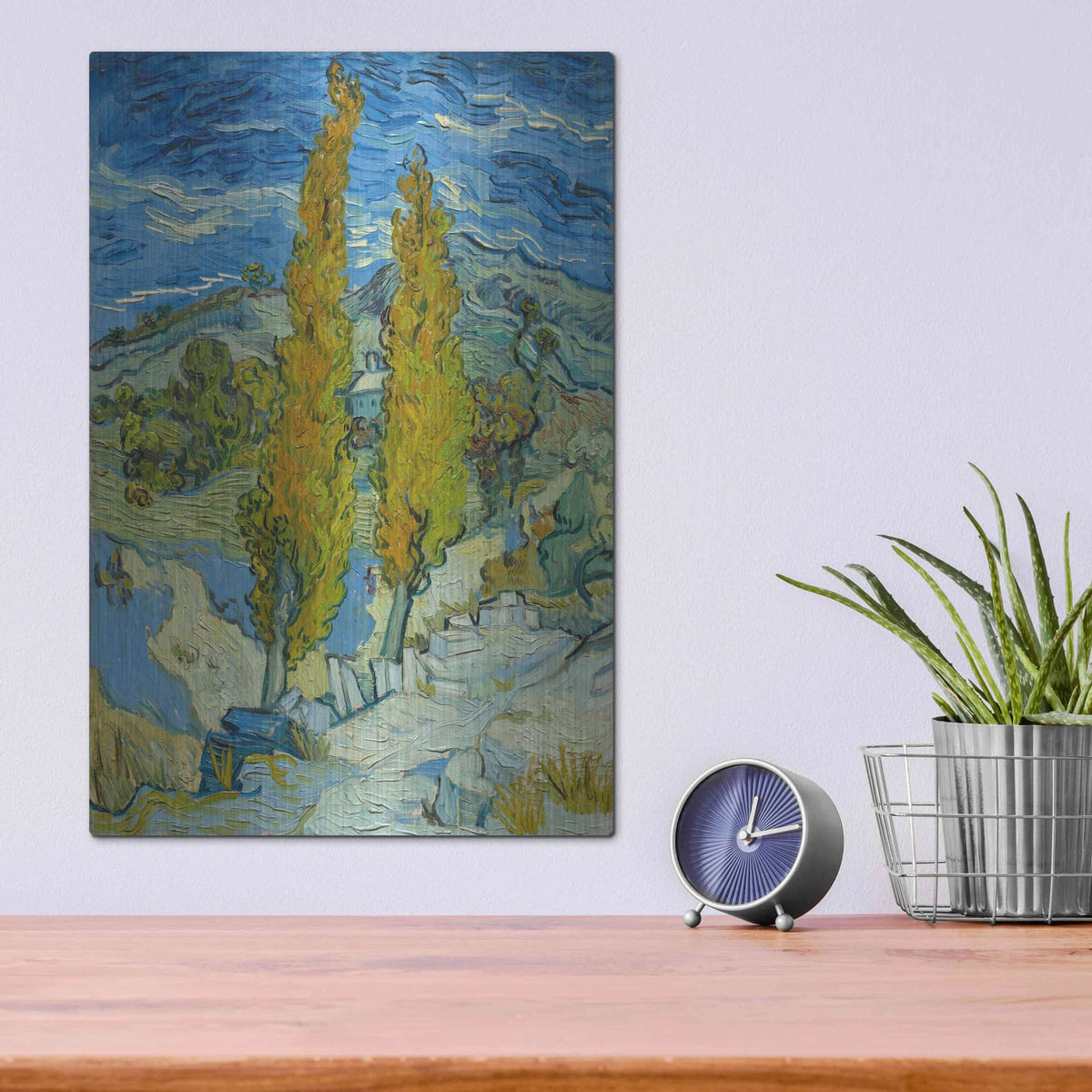 'Two Poplars In The Alpilles Near Saint-Rémy' by Vincent Van Gogh – Metal Wall Art, 12x16 room view