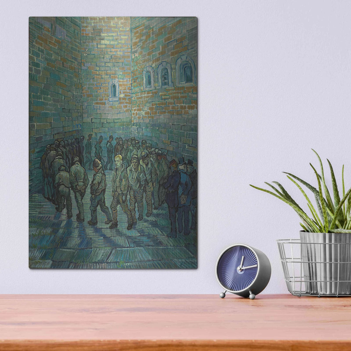 'The Prison Courtyard' by Vincent Van Gogh – Metal Wall Art, 12x16 room view