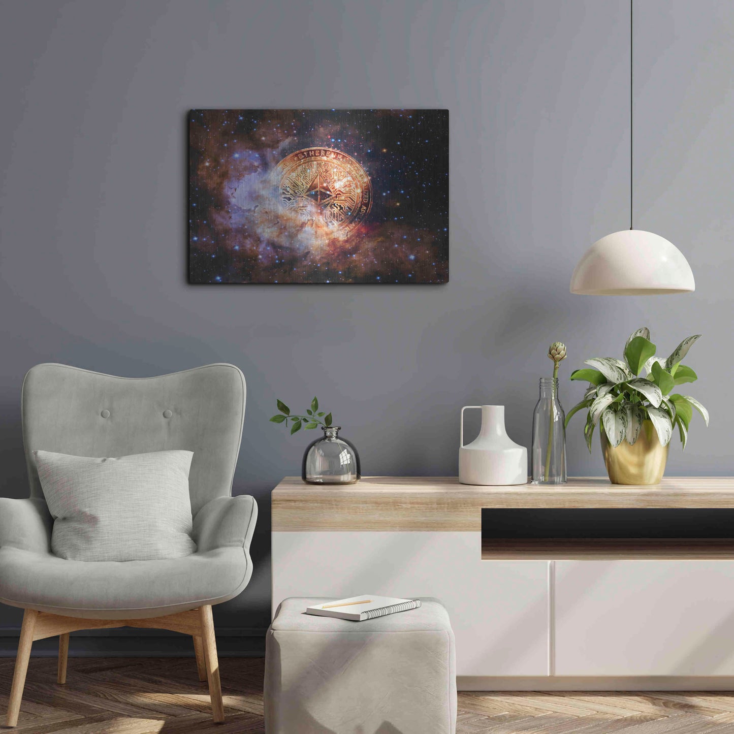 Luxe Metal Art 'Ethereum Nebula' by Epic Portfolio, Metal Wall Art,24x16