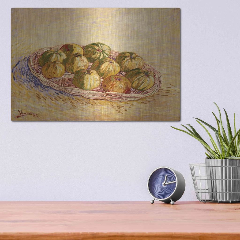'Still Life, Basket Of Apples' by Vincent Van Gogh – Metal Wall Art, 16x12 room view
