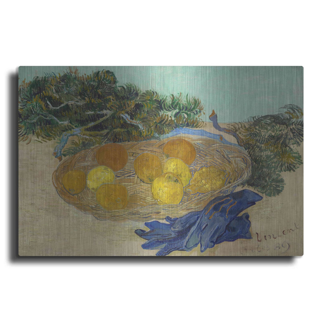 'Still Life Of Oranges And Lemons With Blue Gloves' by Vincent Van Gogh – Metal Wall Art