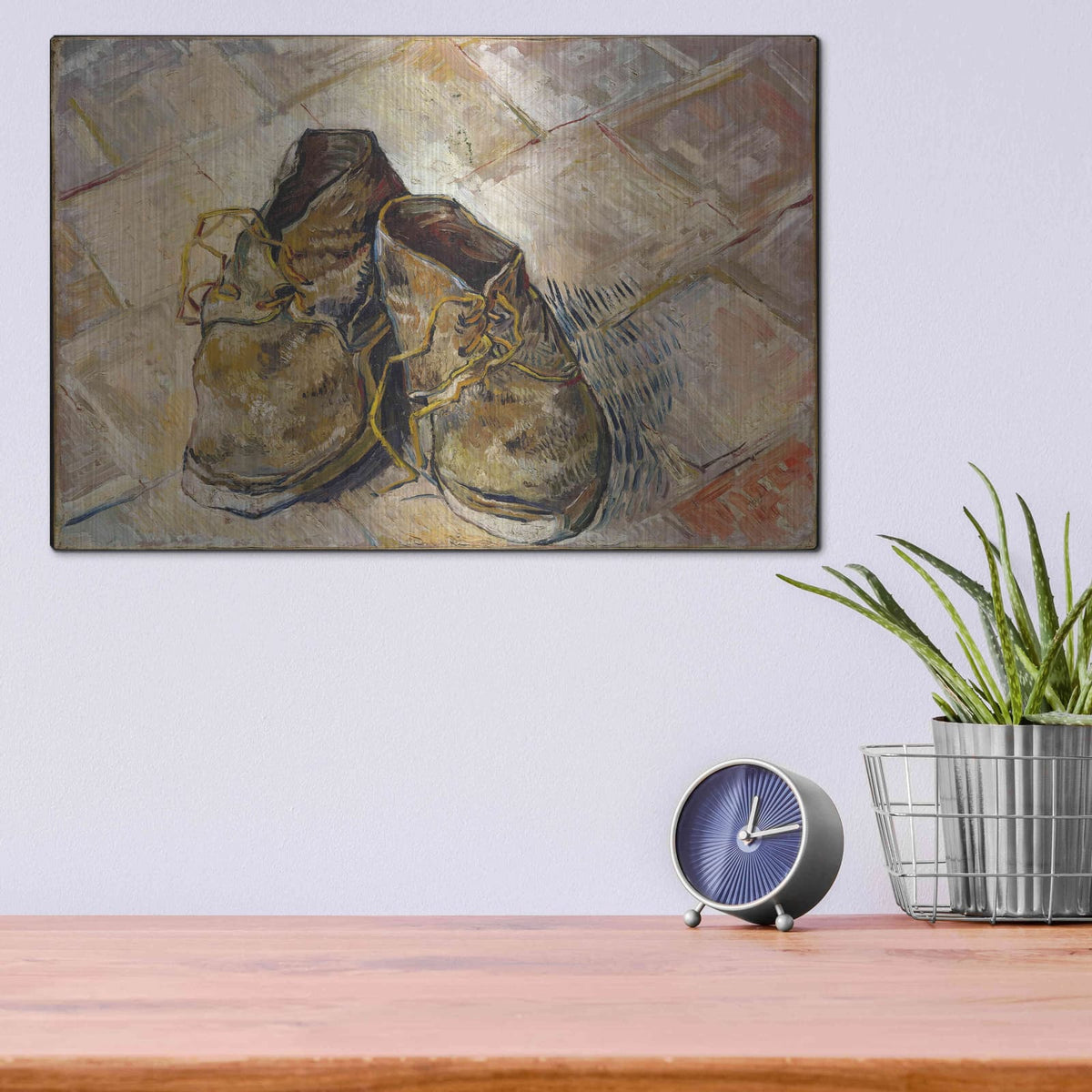 'Shoes' by Vincent Van Gogh – Metal Wall Art, 16x12 room view