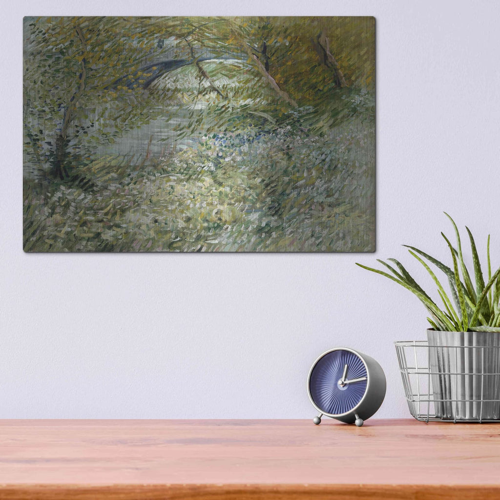 'River Bank In Springtime' by Vincent Van Gogh – Metal Wall Art, 16x12 room view