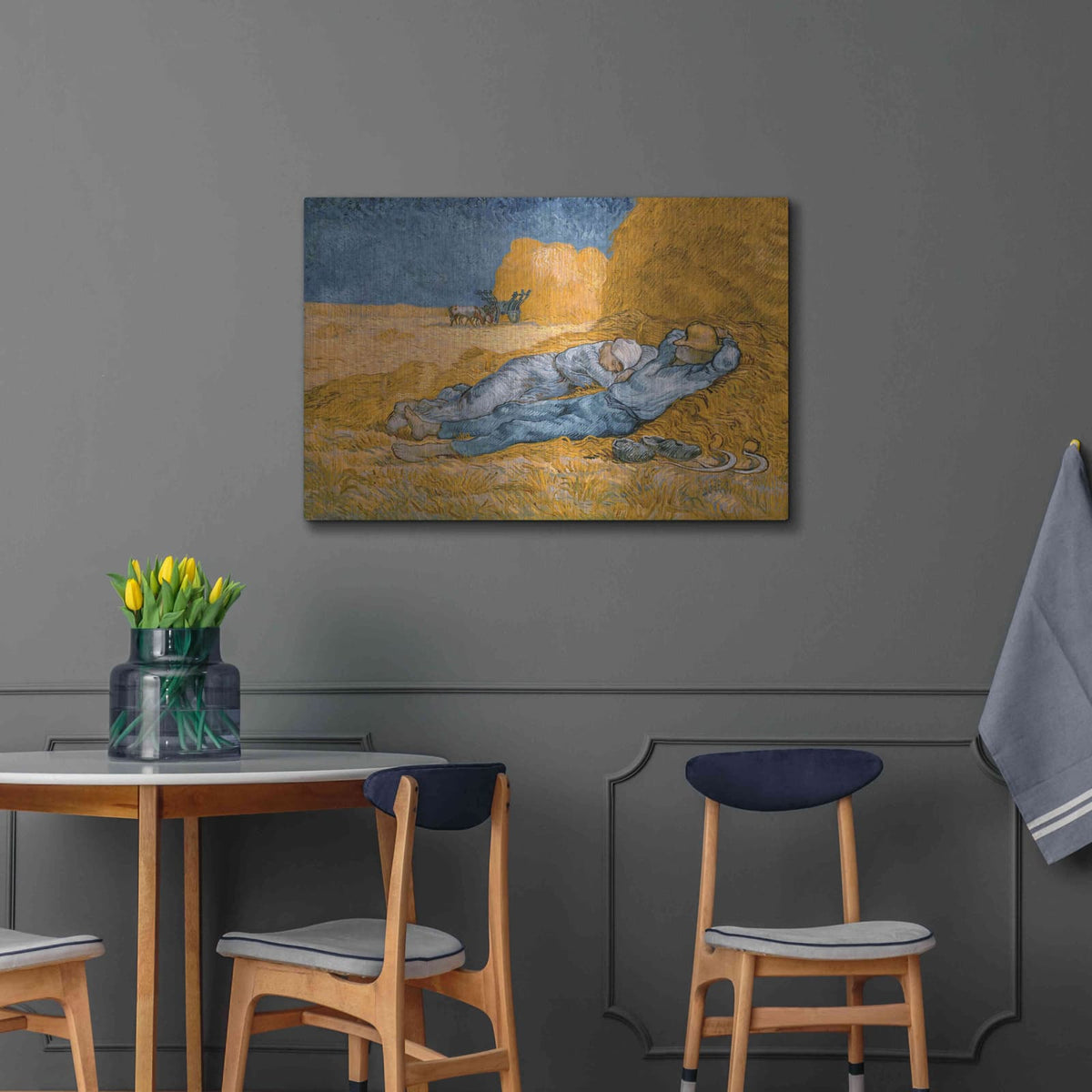 'Noon, Rest From Work' by Vincent Van Gogh – Metal Wall Art, 36x24 room view