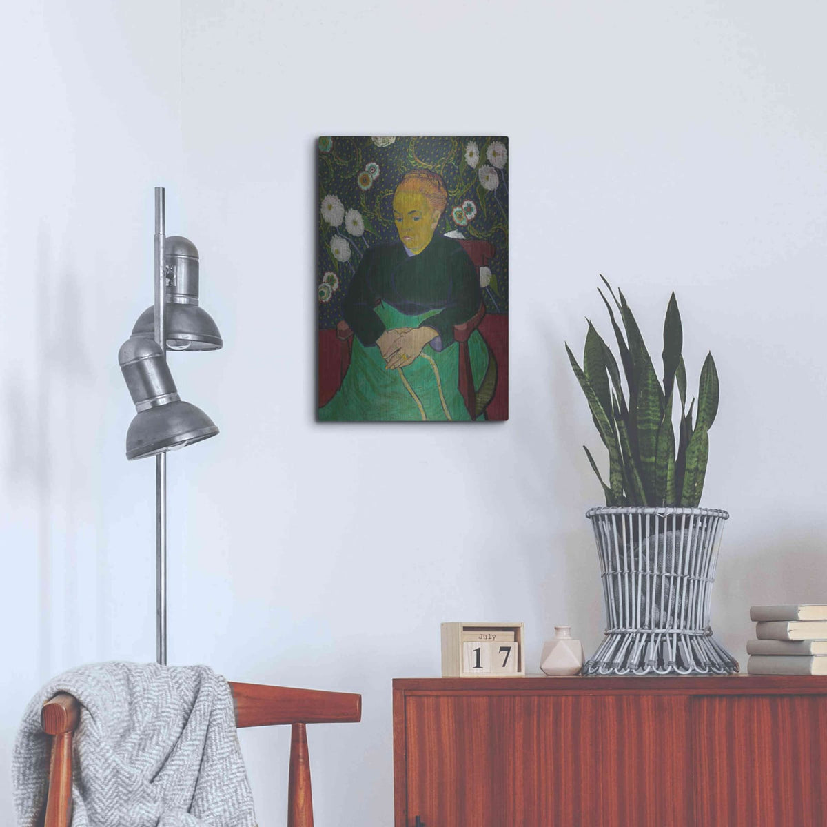 'Madame Roulin Rocking The Cradle' by Vincent Van Gogh – Metal Wall Art, 16x24 room view
