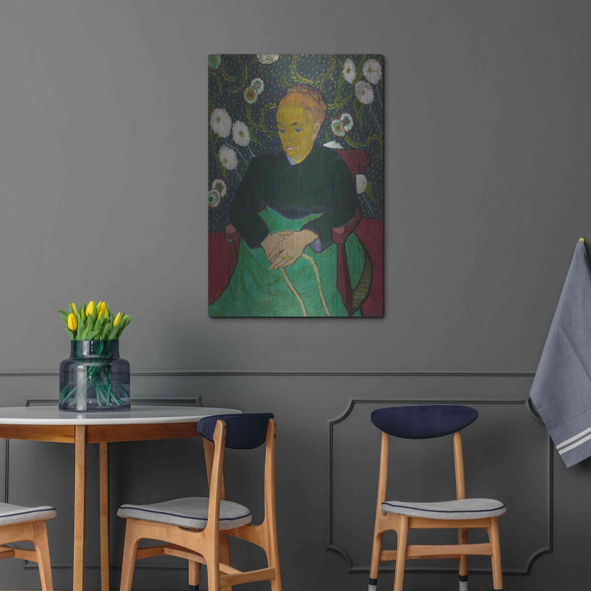 'Madame Roulin Rocking The Cradle' by Vincent Van Gogh – Metal Wall Art, 24x36 room view