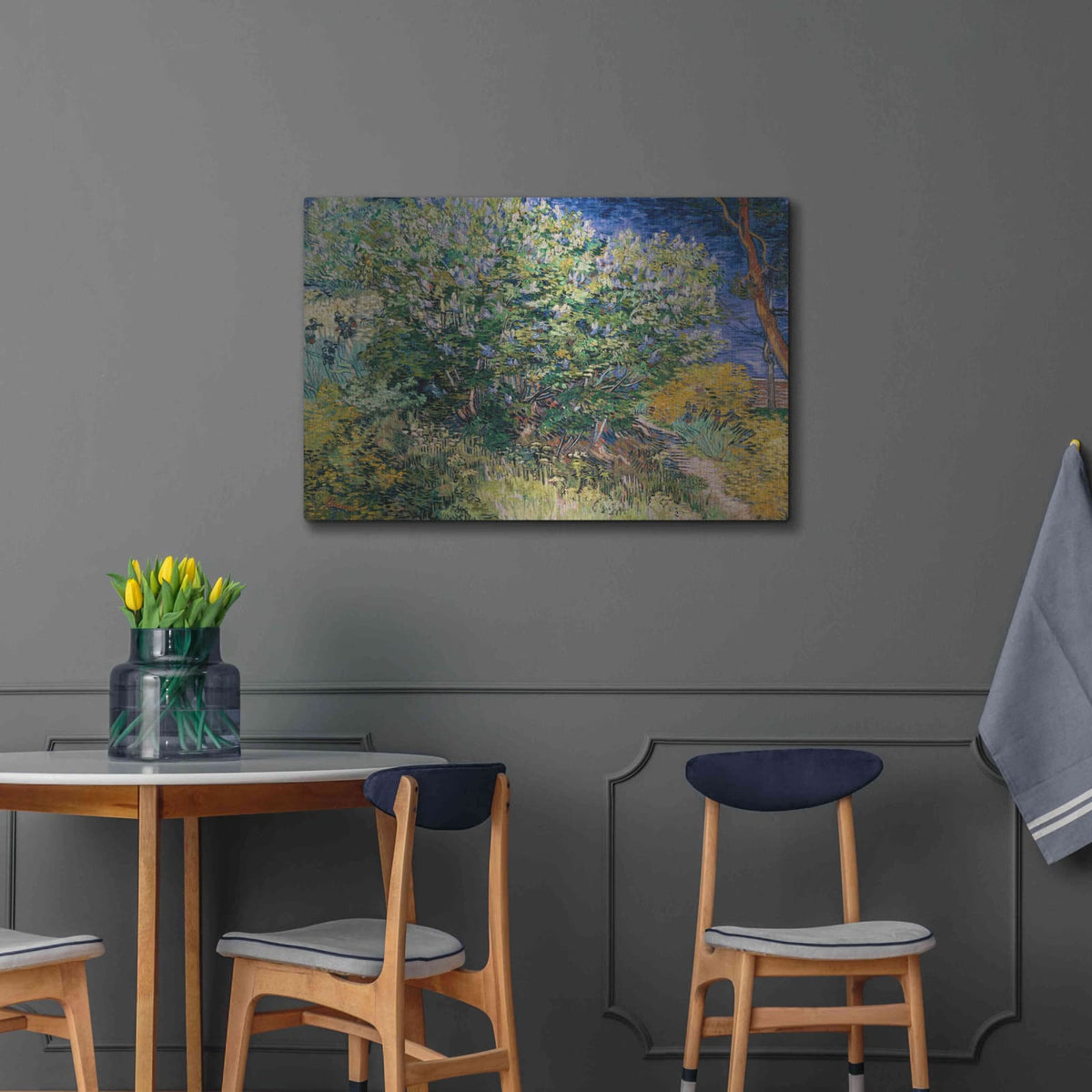 'Lilac Bush' by Vincent Van Gogh – Metal Wall Art, 36x24 room view