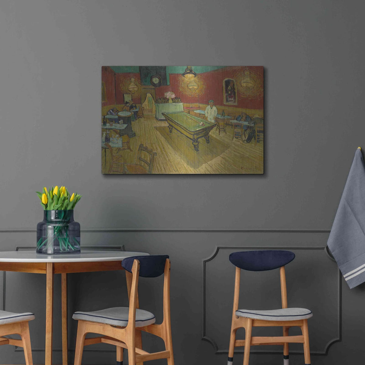 'Le Cafe De Nuit' by Vincent Van Gogh – Metal Wall Art, 36x24 room view