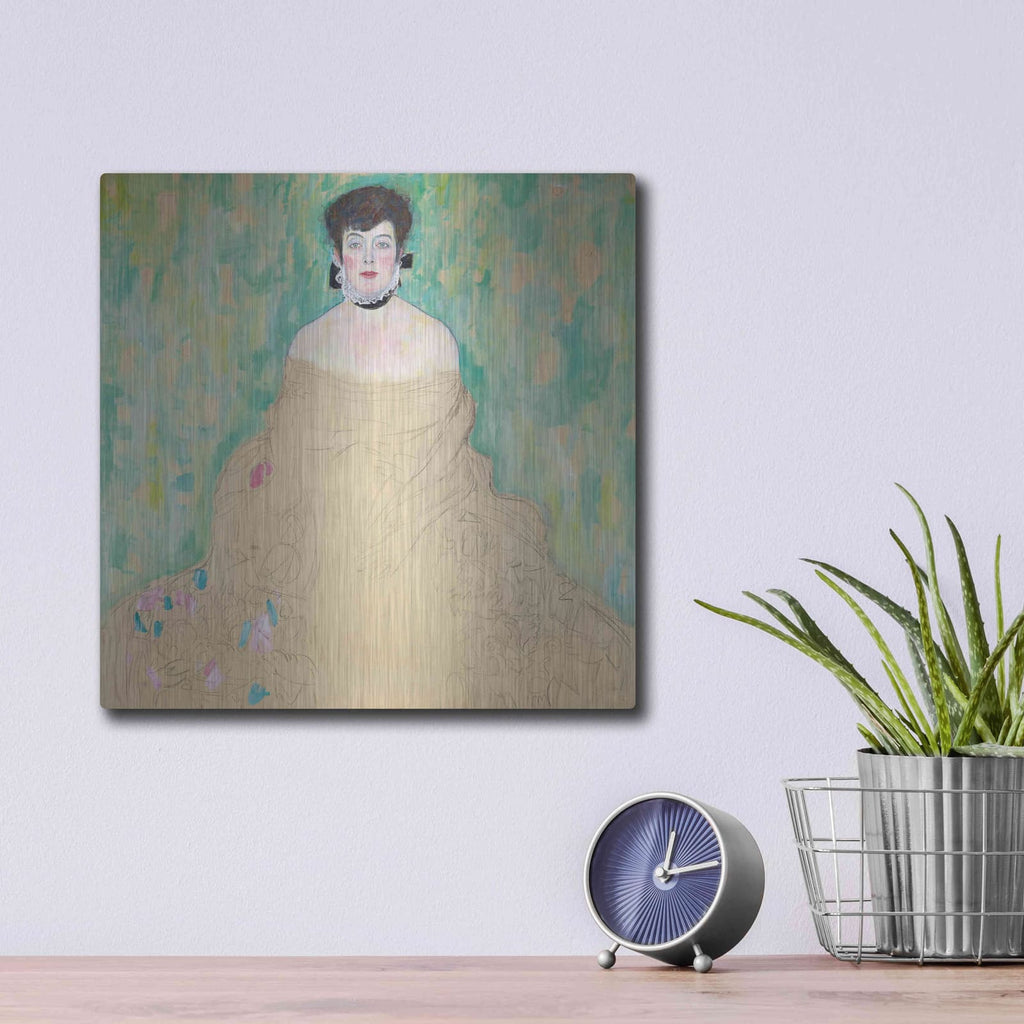 'Amalie Zuckerkandl' by Gustav Klimt – Metal Wall Art, 12x12 room view