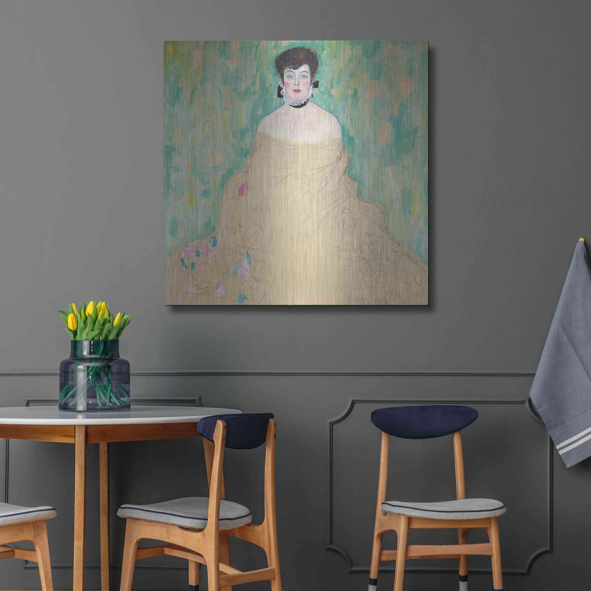 'Amalie Zuckerkandl' by Gustav Klimt – Metal Wall Art, 36x36 room view
