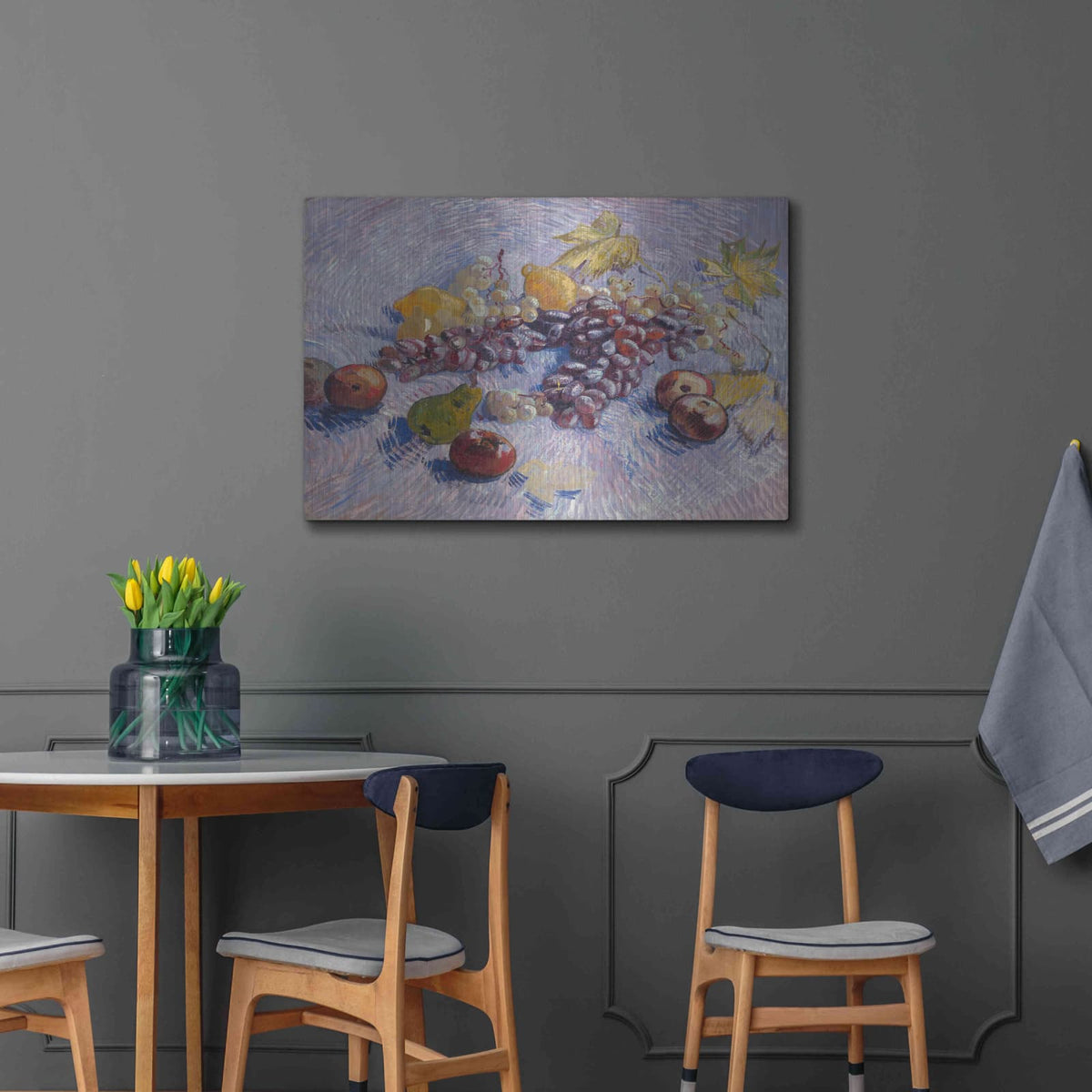 'Graper, Lemons Pears And Apples 1887' by Vincent Van Gogh – Metal Wall Art, 36x24 room view