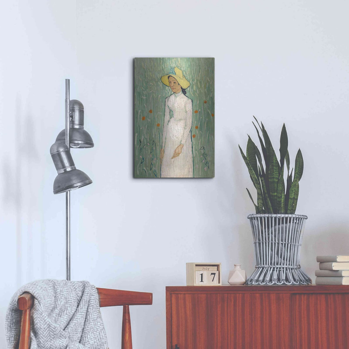 'Girl In White' by Vincent Van Gogh – Metal Wall Art, 16x24 room view