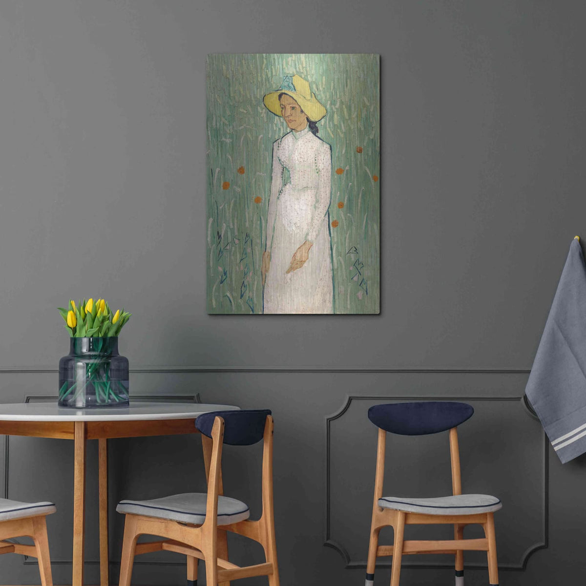 'Girl In White' by Vincent Van Gogh – Metal Wall Art, 24x36 room view