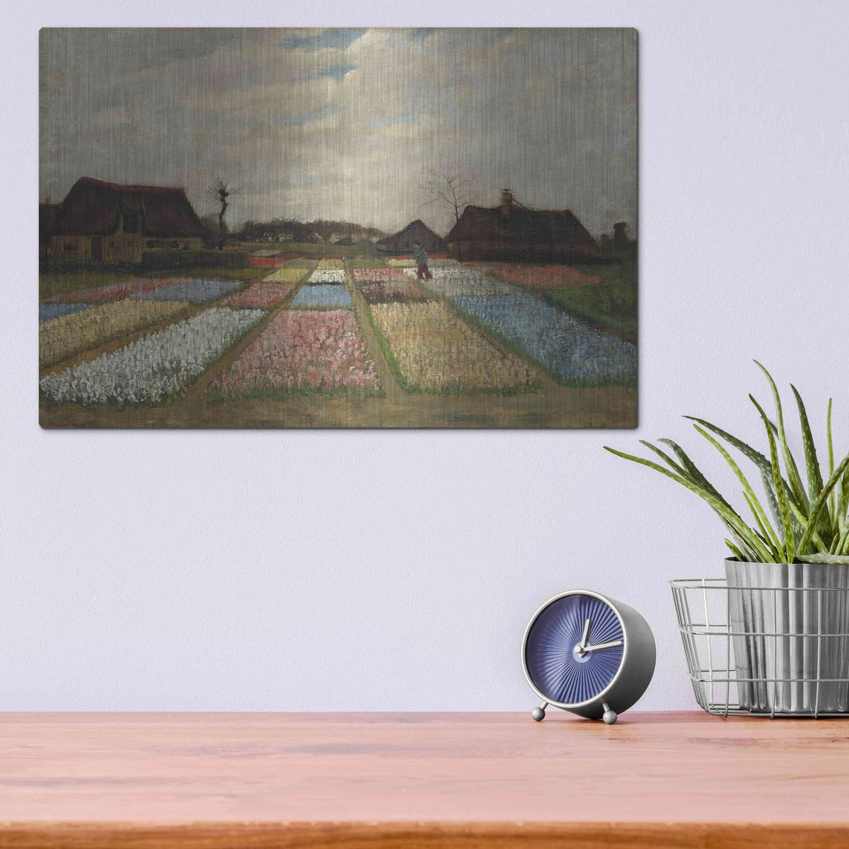 'Flower Beds In Holland' by Vincent Van Gogh – Metal Wall Art, 16x12 room view