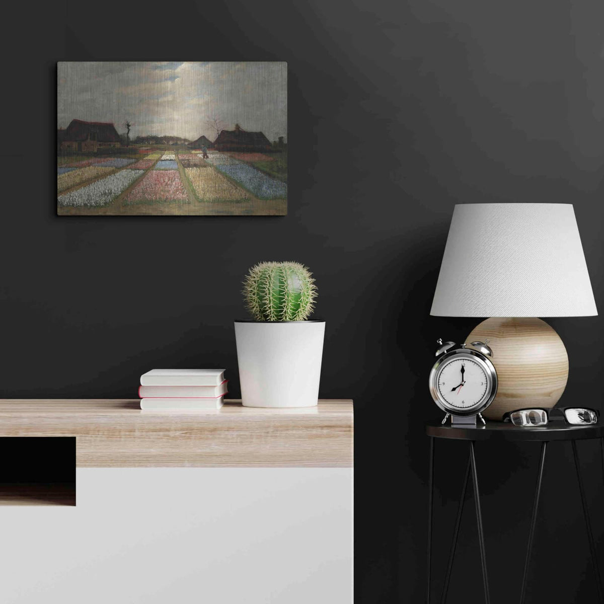 'Flower Beds In Holland' by Vincent Van Gogh – Metal Wall Art, 24x16 room view