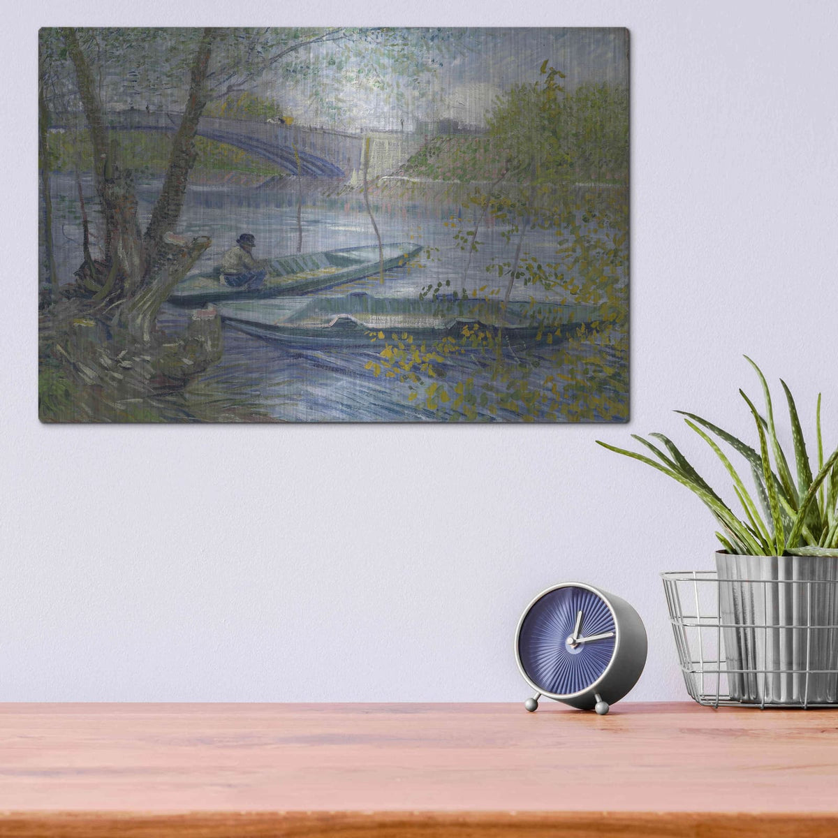 'Fishing In Spring, The Pont De Clichy' by Vincent Van Gogh – Metal Wall Art, 16x12 room view