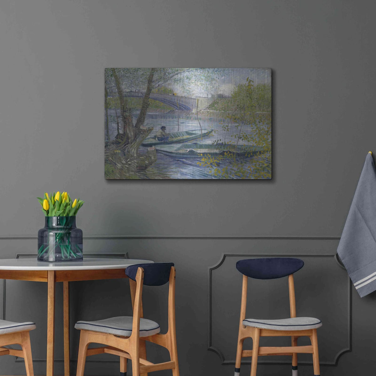 'Fishing In Spring, The Pont De Clichy' by Vincent Van Gogh – Metal Wall Art, 36x24 room view