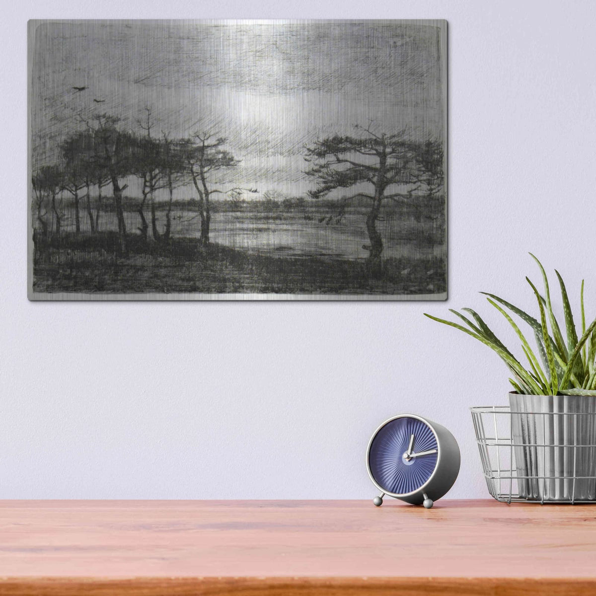 'Firs by A Swamp' by Vincent Van Gogh – Metal Wall Art, 16x12 room view