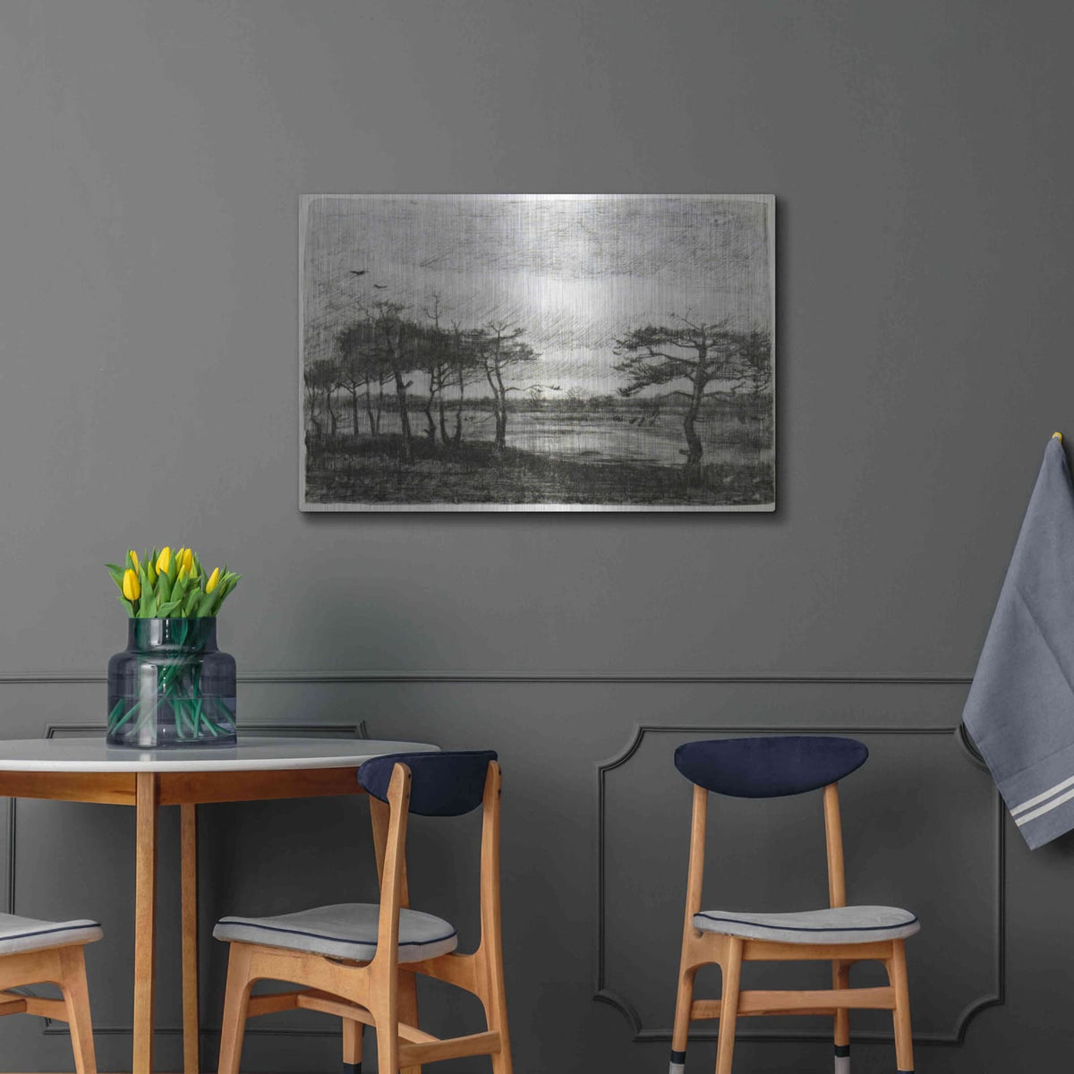 'Firs by A Swamp' by Vincent Van Gogh – Metal Wall Art, 36x24 room view