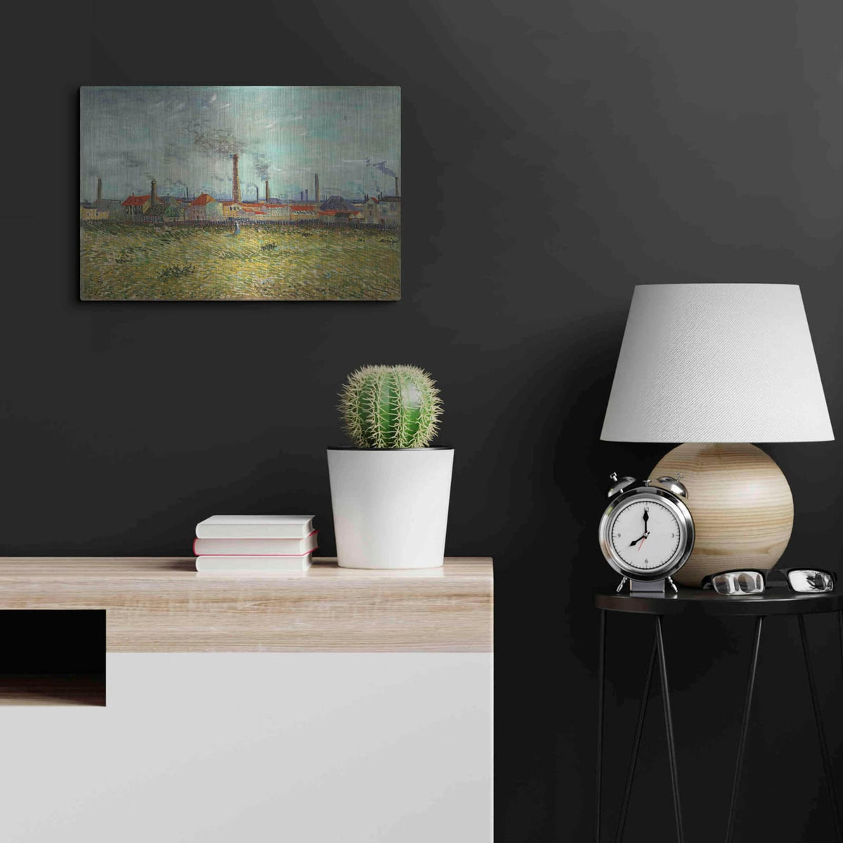 'Factories At Clichy' by Vincent Van Gogh – Metal Wall Art, 24x16 room view