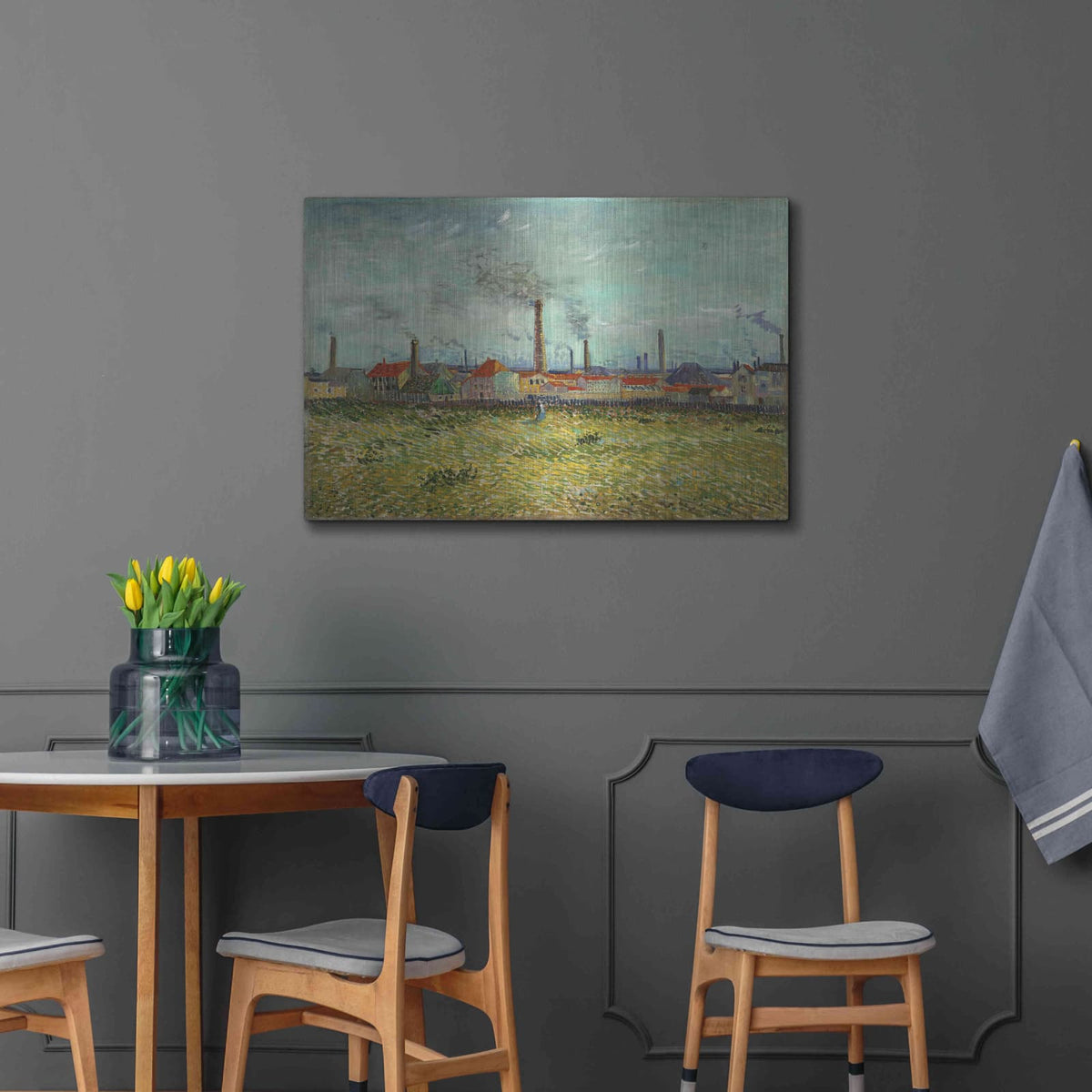 'Factories At Clichy' by Vincent Van Gogh – Metal Wall Art, 36x24 room view